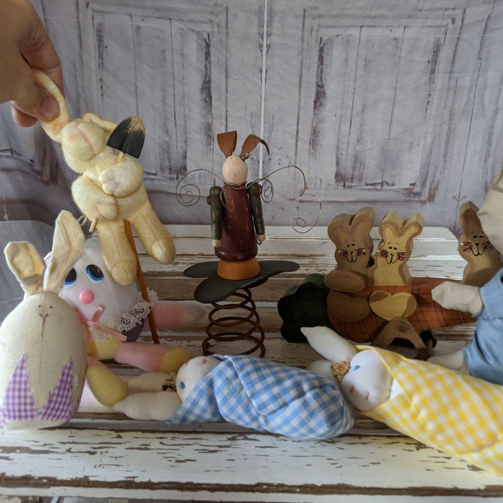 Vintage Easter Rabbit Babies Humpty Dumpty Carrot
